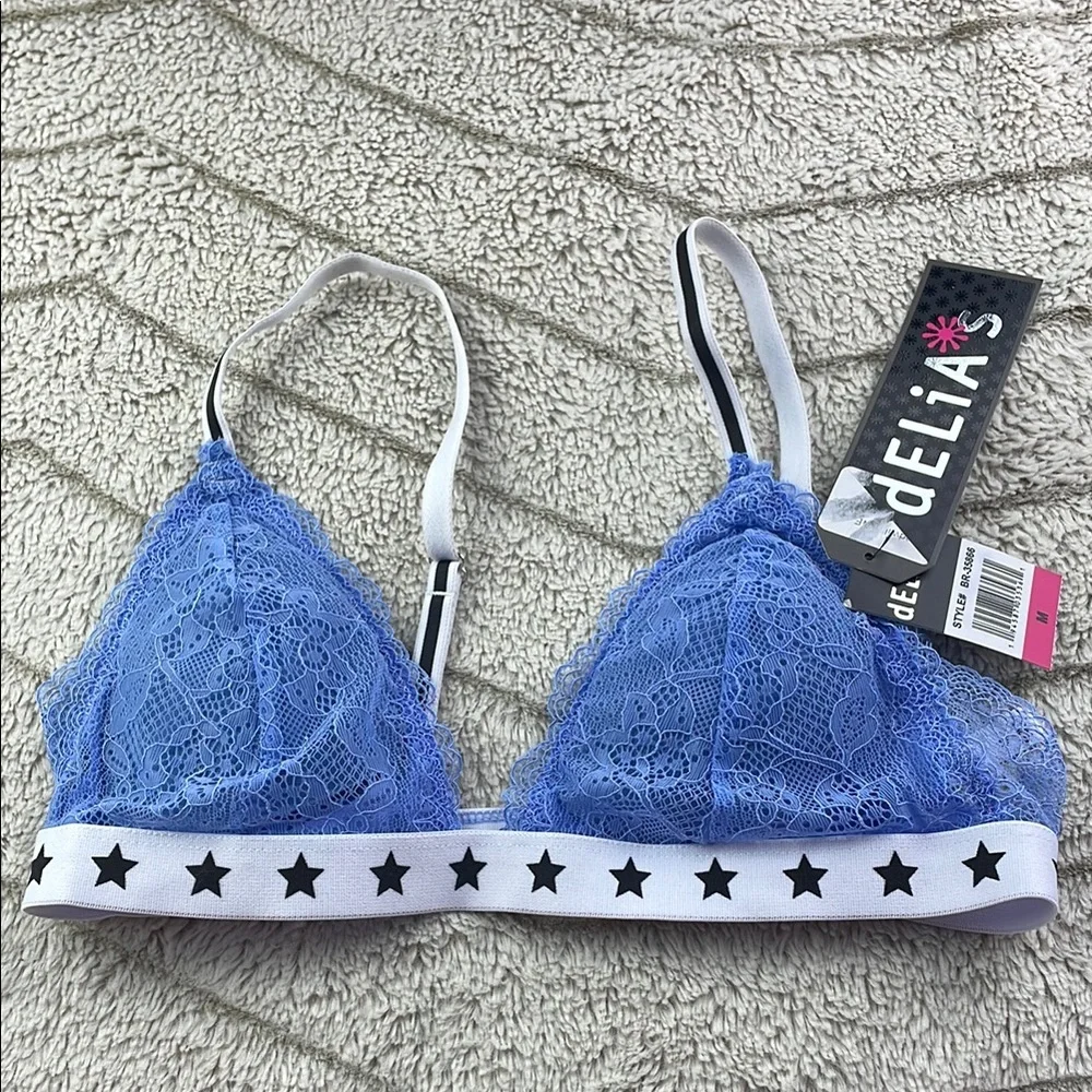 Delia's Blue Lace Bralette with Star Band